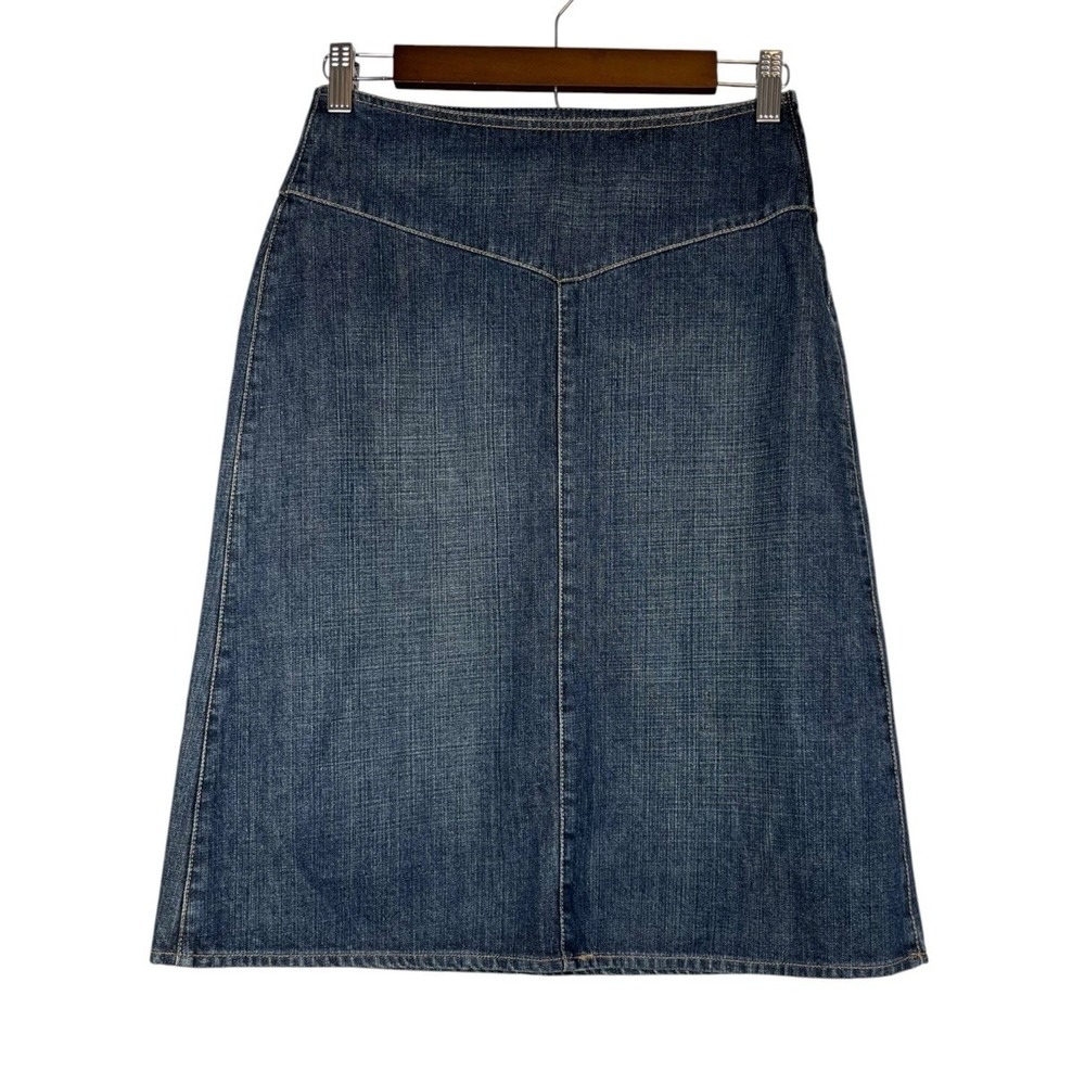 United Colors of Benetton Sz 4 US 40 IT Denim Skirt A-line Knee Length Yoke NWOT